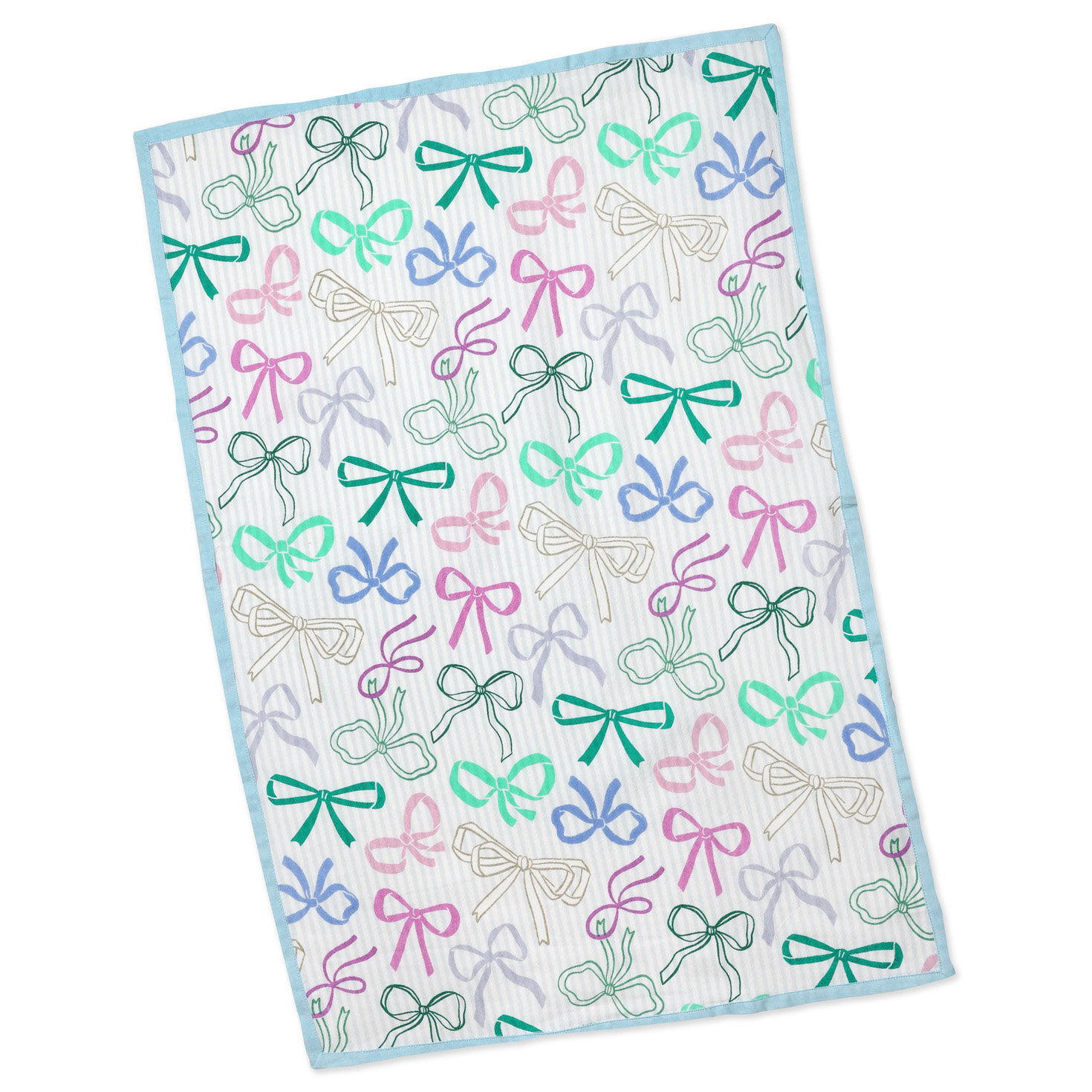 Striped Tea Towel With Bow Illustrations front flat image number 2