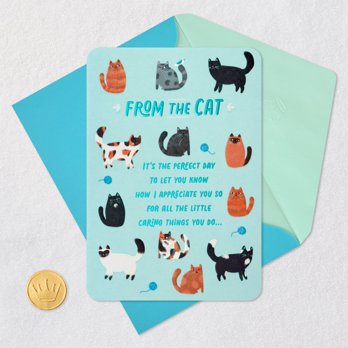 Collection of Kitties Mother's Day Card from Cat Card Front with Envelope and Gold Seal image number 5