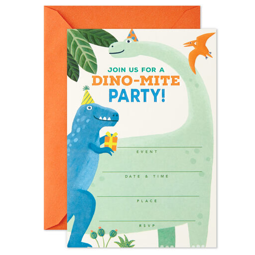 Dino-Mite Party Invitations, Pack of 10, 