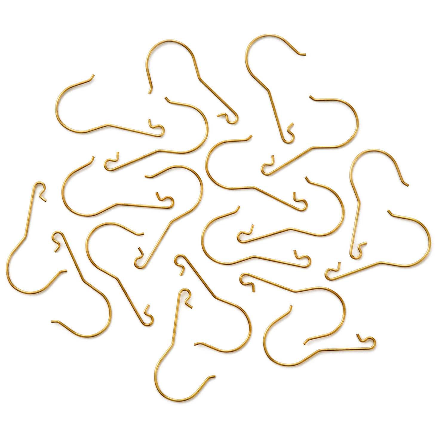 Brass Metal Ornament Hooks, Set of 20