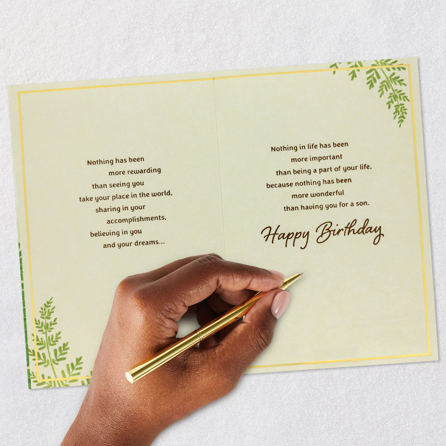 Fern Fronds Birthday Card for Son from Parents Signing card image number 7