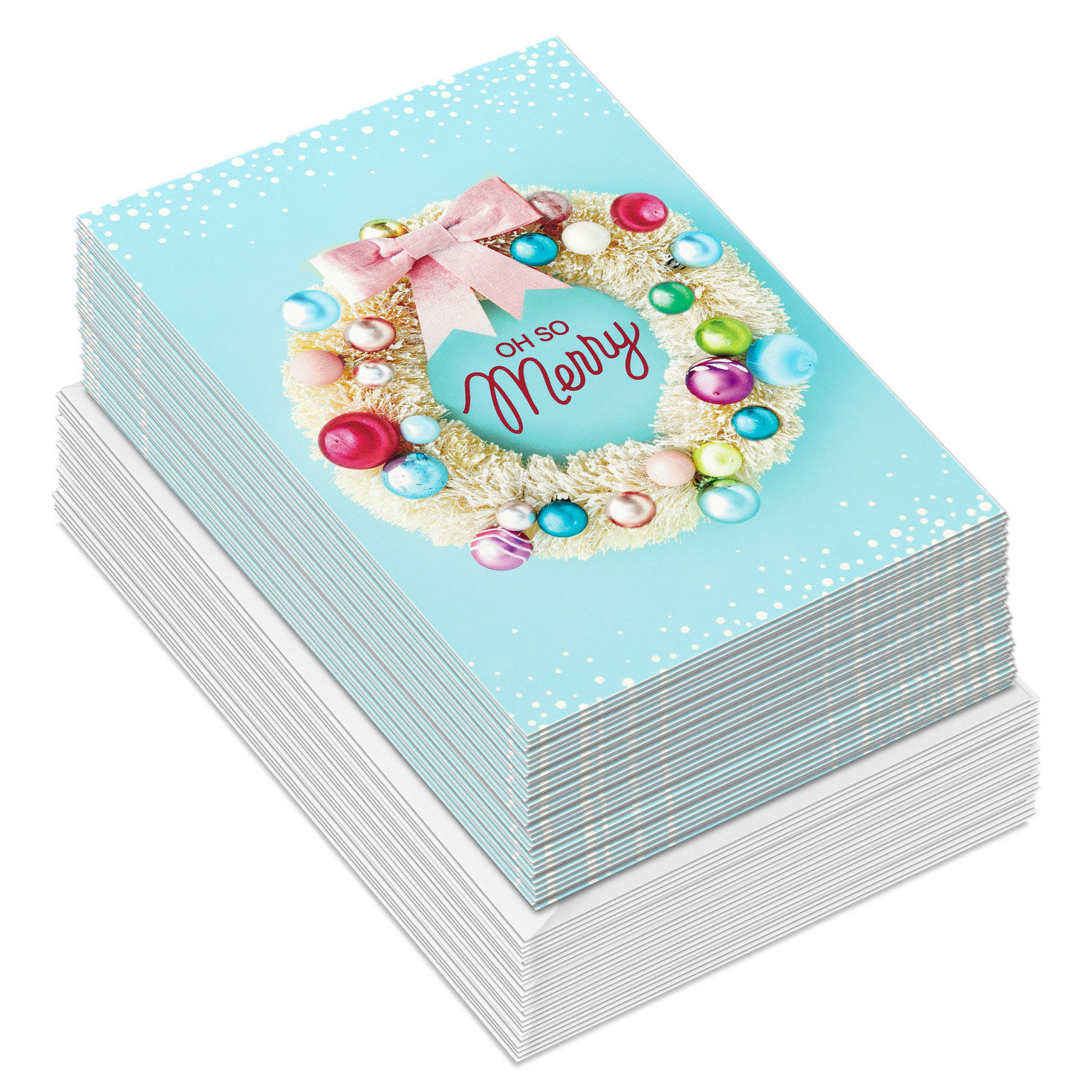 Modern Wreath Boxed Christmas Cards Bulk Pack fronts stacked image number 2