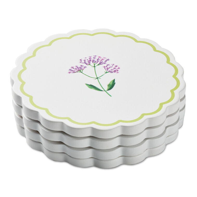 Floral Scalloped Coasters, Set of 4