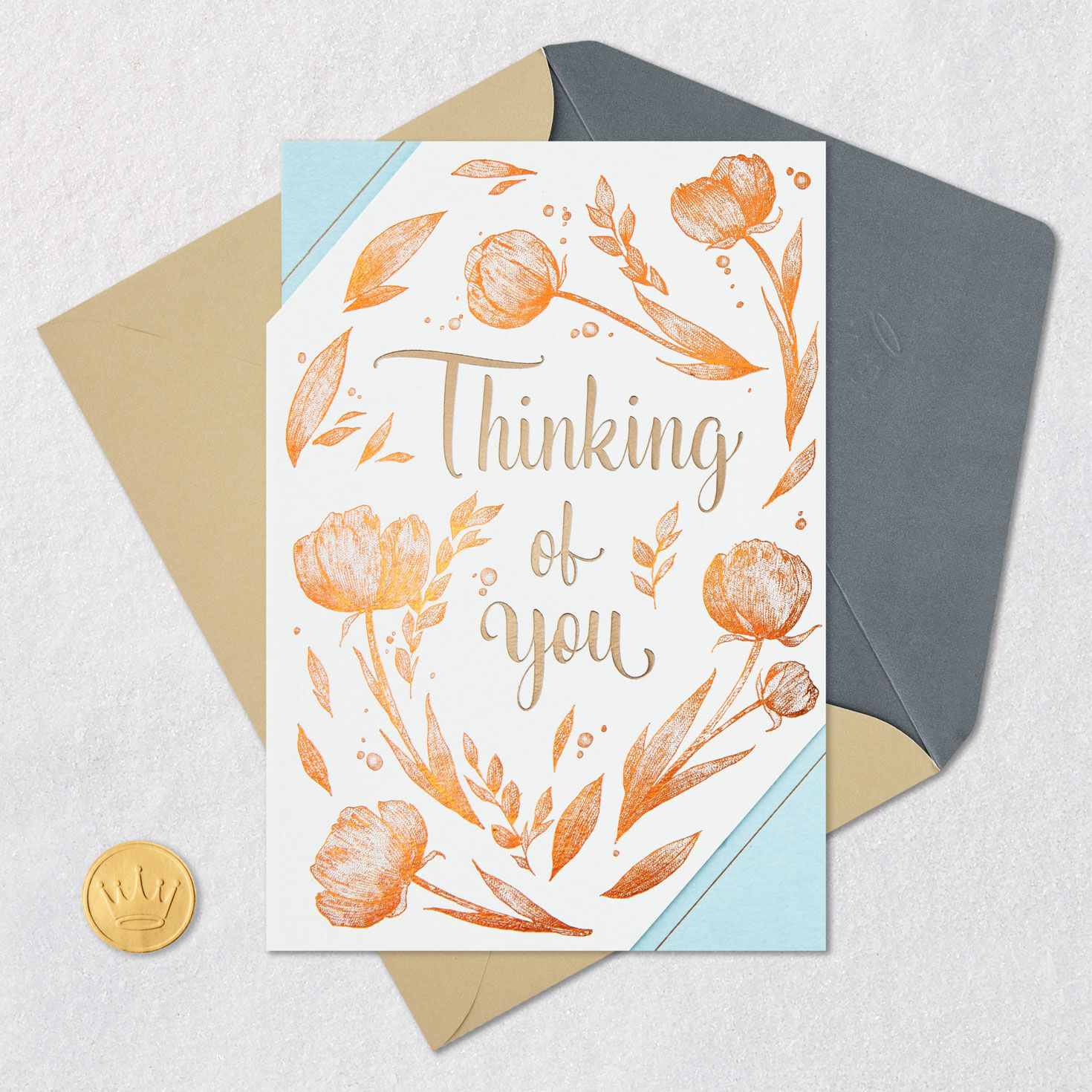 Copper Flowers and Leaves Encouragement Card Card Front with Envelope and Gold Seal image number 5