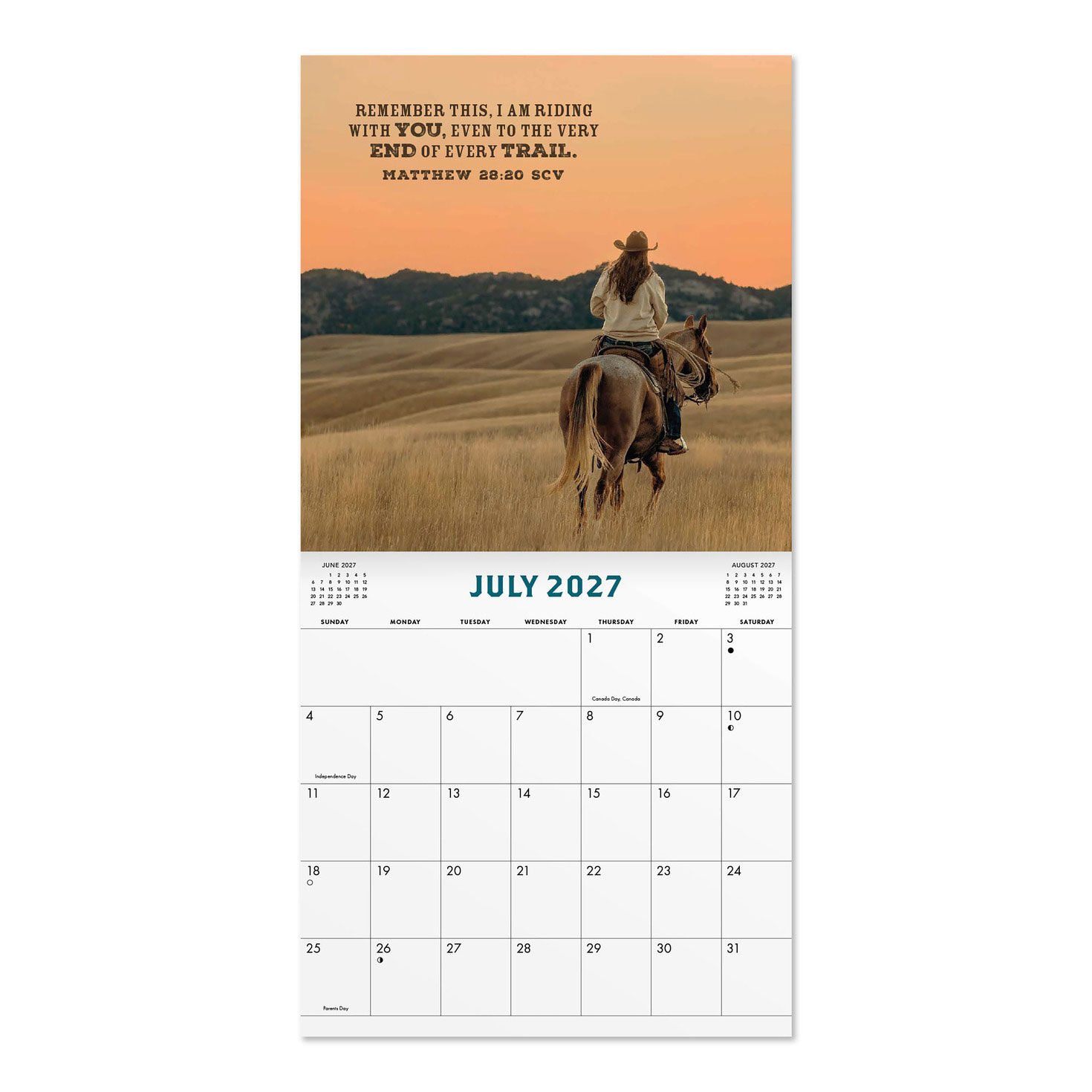Bible Verses for Cowboys 2027 12-Month Calendar inside spread image number 3