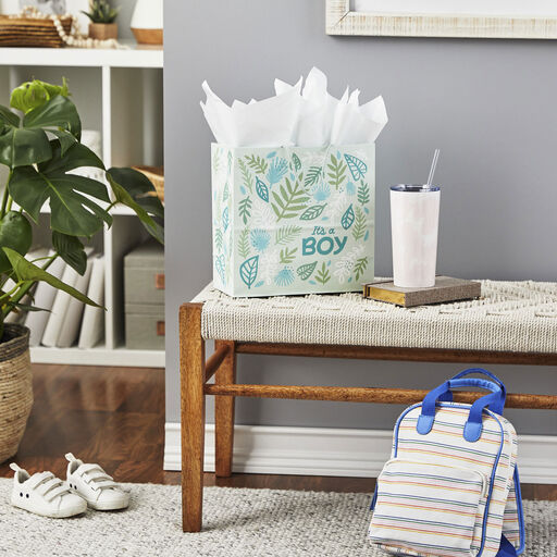 10.4" It's a Boy on Green New Baby Large Square Gift Bag, 