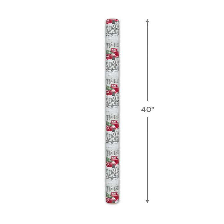 Tis the Season Red Truck Christmas Gift Wrap Roll Measurement image number 5