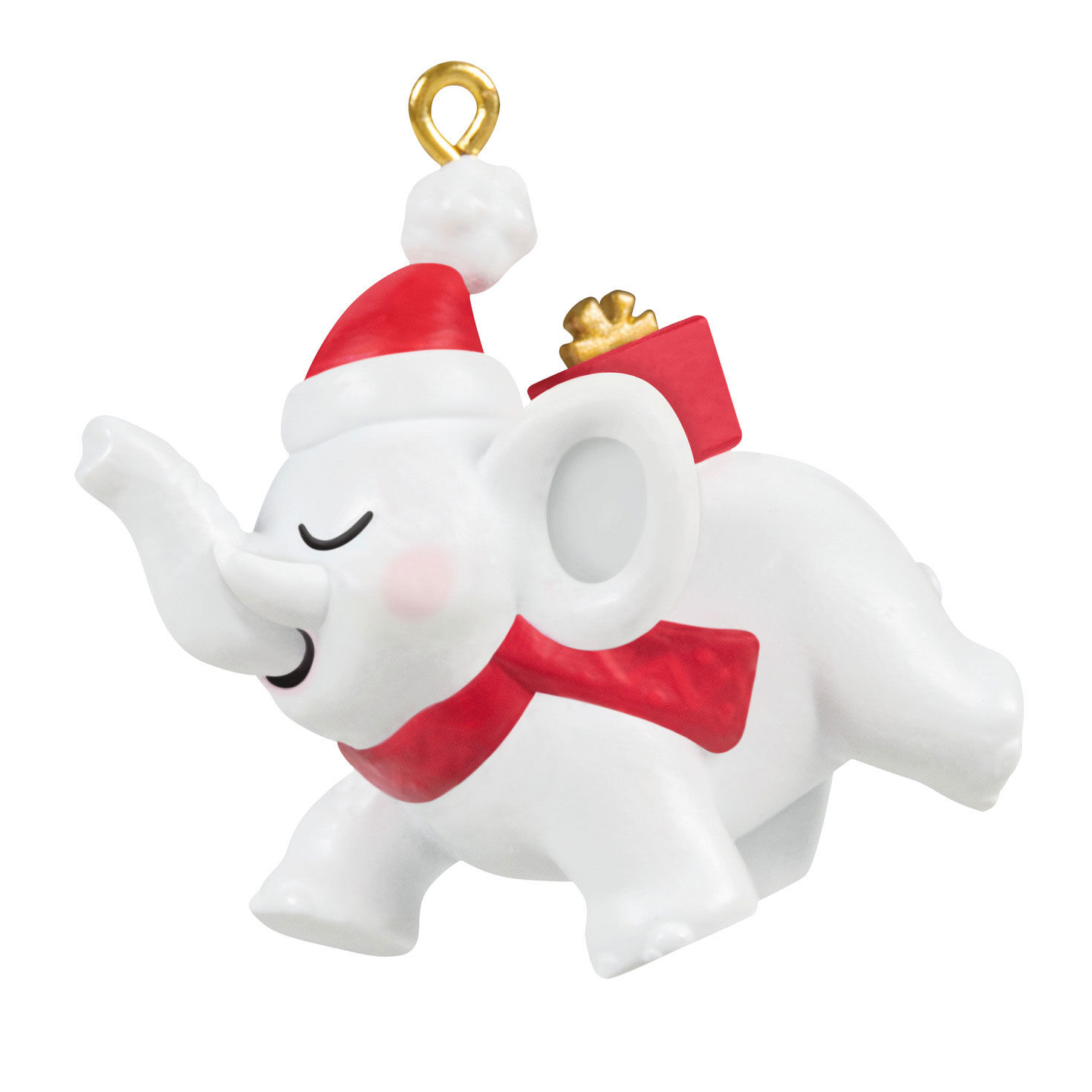 Mini Festive White Elephant Ornament, 1"