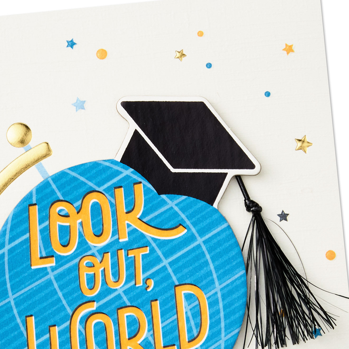 Grad Cap on Globe High School Graduation Card Card Front Detail image number 4