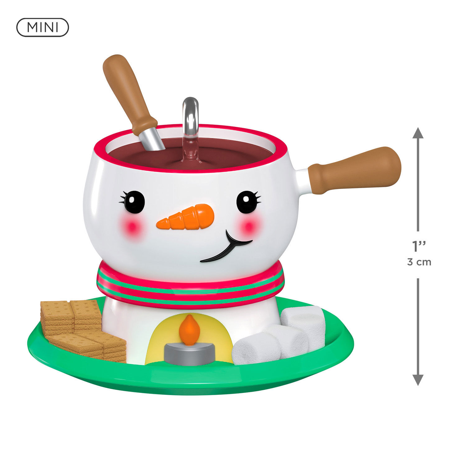 Snowman Fondue Pot Keepsake Ornament measurement image number 3