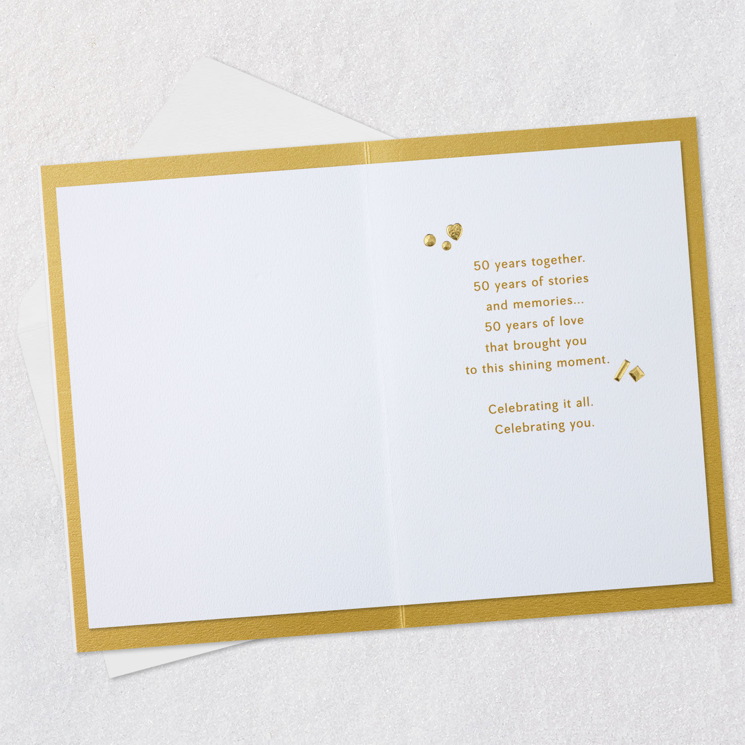 Gold Gems 50th Anniversary Card Open card with envelope image number 3