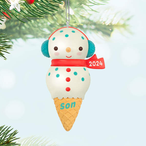 Son Snowman Ice Cream Cone 2024 Ornament, , large image number 2