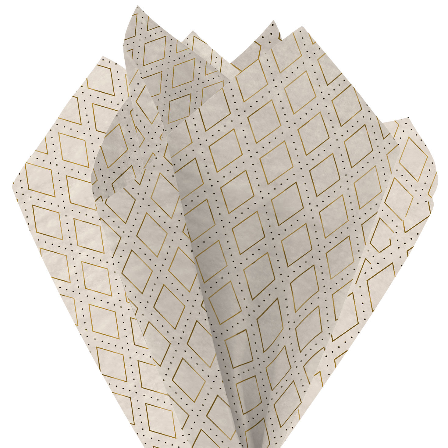 Gold Diamonds Tissue Paper With Stickers Pack tissue fan image number 3