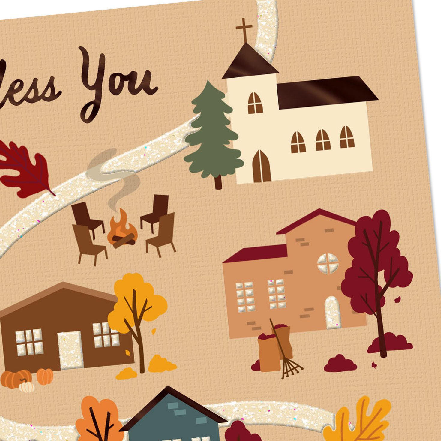 Village and Road Religious Thanksgiving Card Card Front Detail image number 5