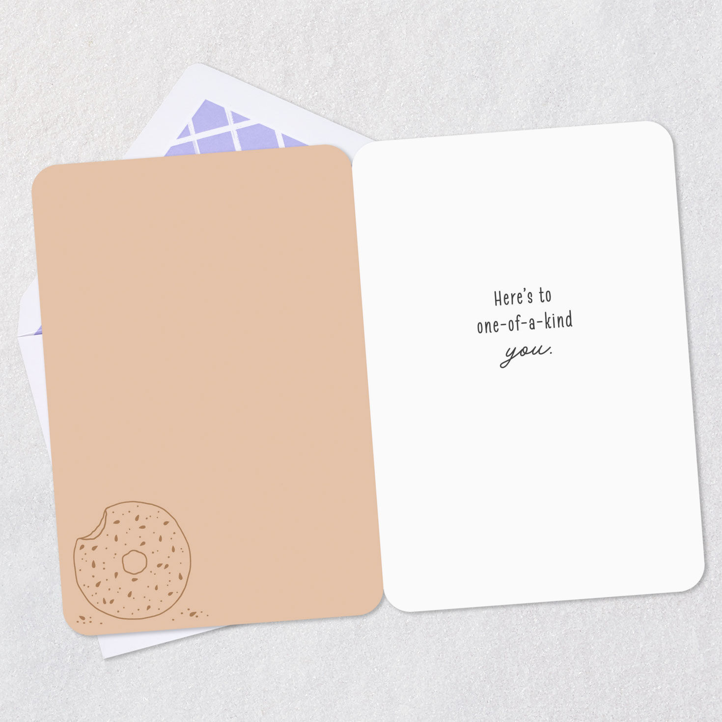 Plain and Everything Bagel Just Because Card Open card with envelope image number 3