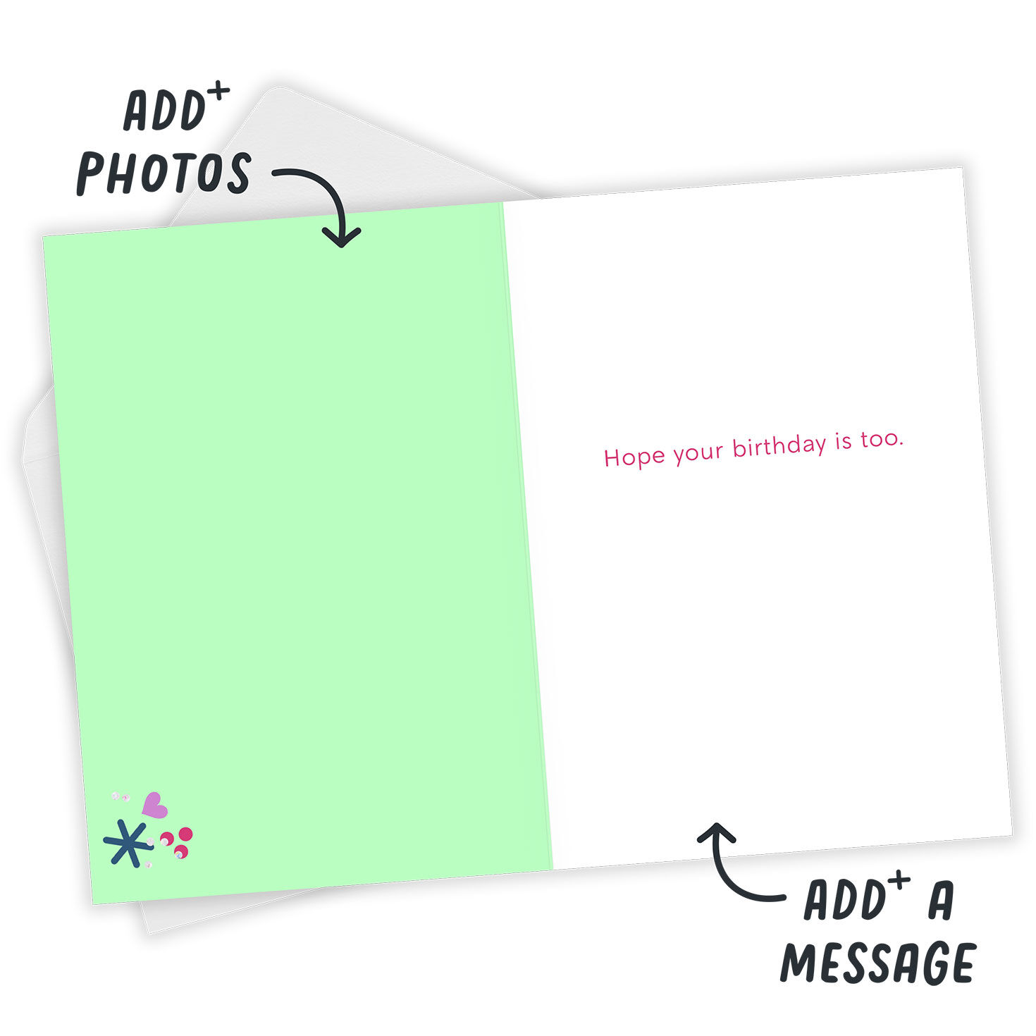 Decorated Coffee Personalized Birthday Card Open Card with Envelope indicating personalization image number 3