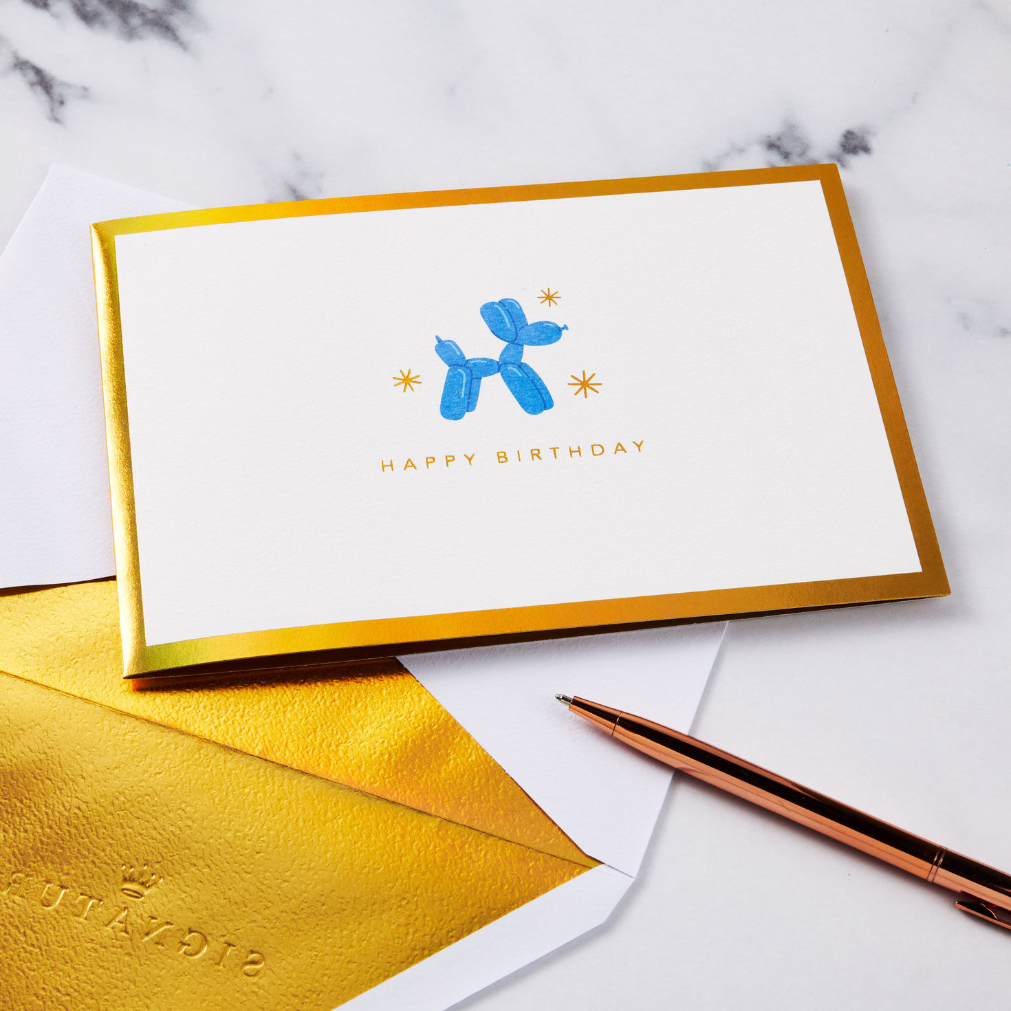 Balloon Animals Pop-Up Birthday Card Card Front with Envelope and Gold Pen image number 7