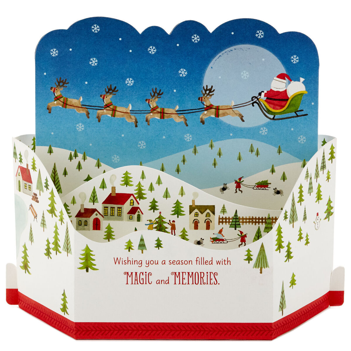 Santa's Sleigh Musical 3D PopUp Christmas Card With Motion Greeting