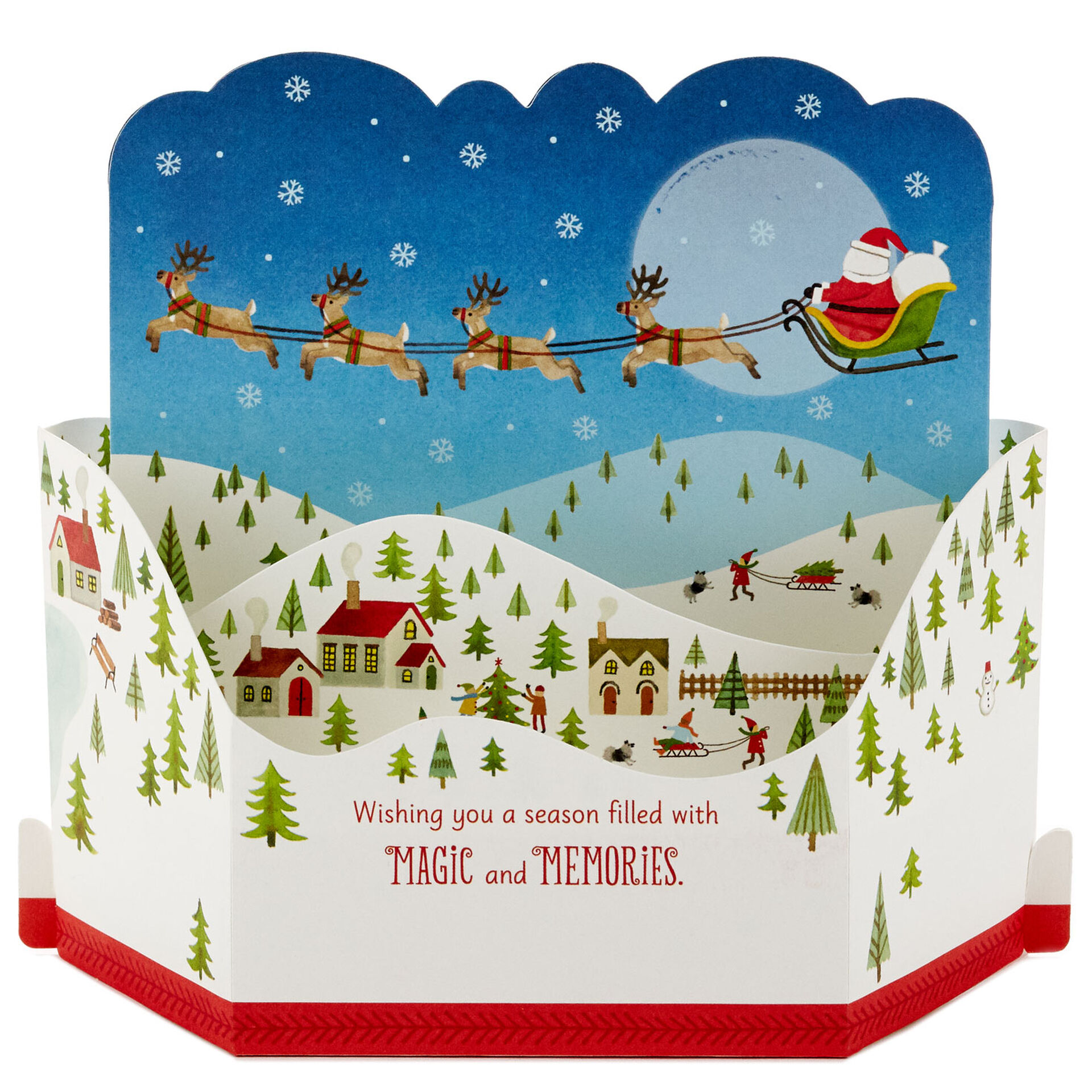 Santa's Sleigh Musical 3D PopUp Christmas Card With Motion Greeting