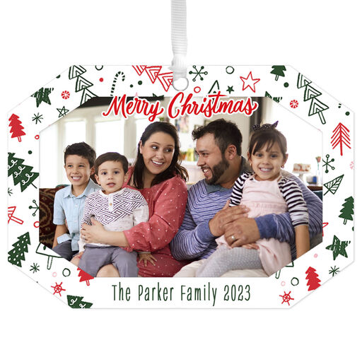 Festive Fun Personalized Text and Photo Metal Ornament, 
