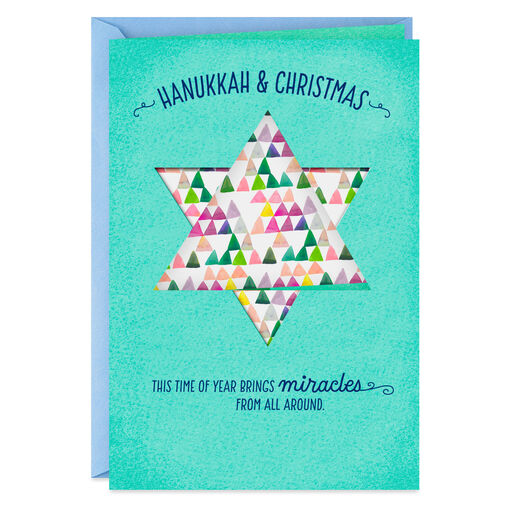 Love, Light and Happiness Hanukkah and Christmas Card, 
