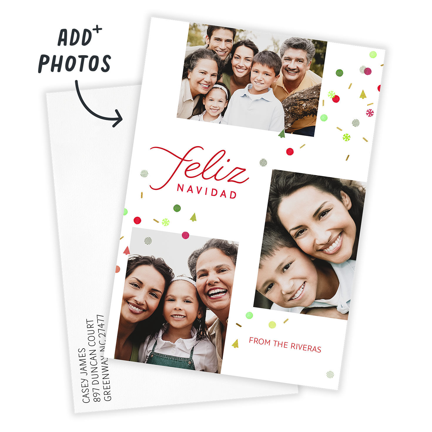 Feliz Navidad Confetti Flat Christmas Photo Card, , large image number 2