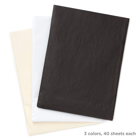 Black/White/Cream 3-Pack Bulk Tissue Paper, 120 sheets, Black/White/Cream, large image number 3
