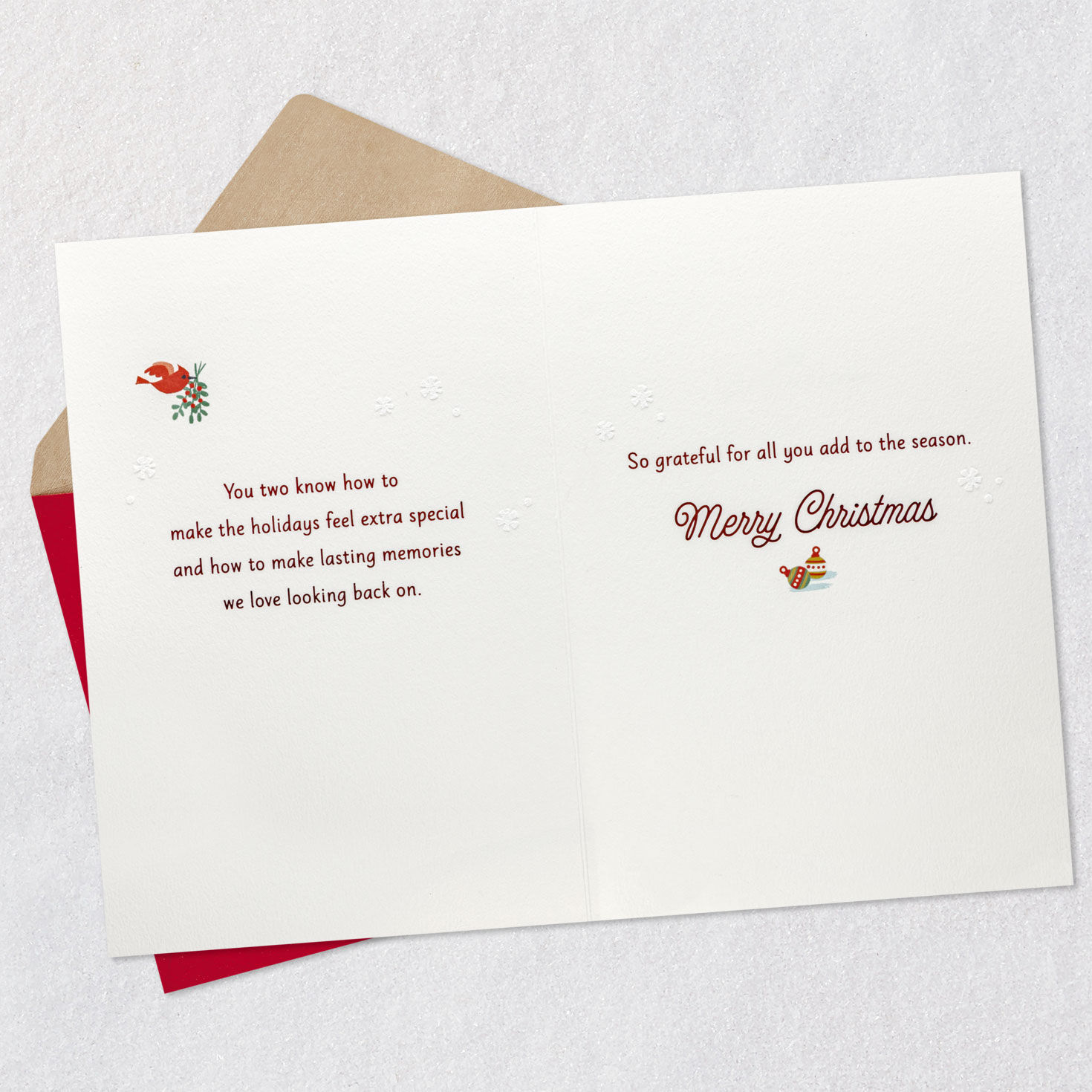 Snowman Couple Christmas Card for Brother and His Wife Open card with envelope image number 4