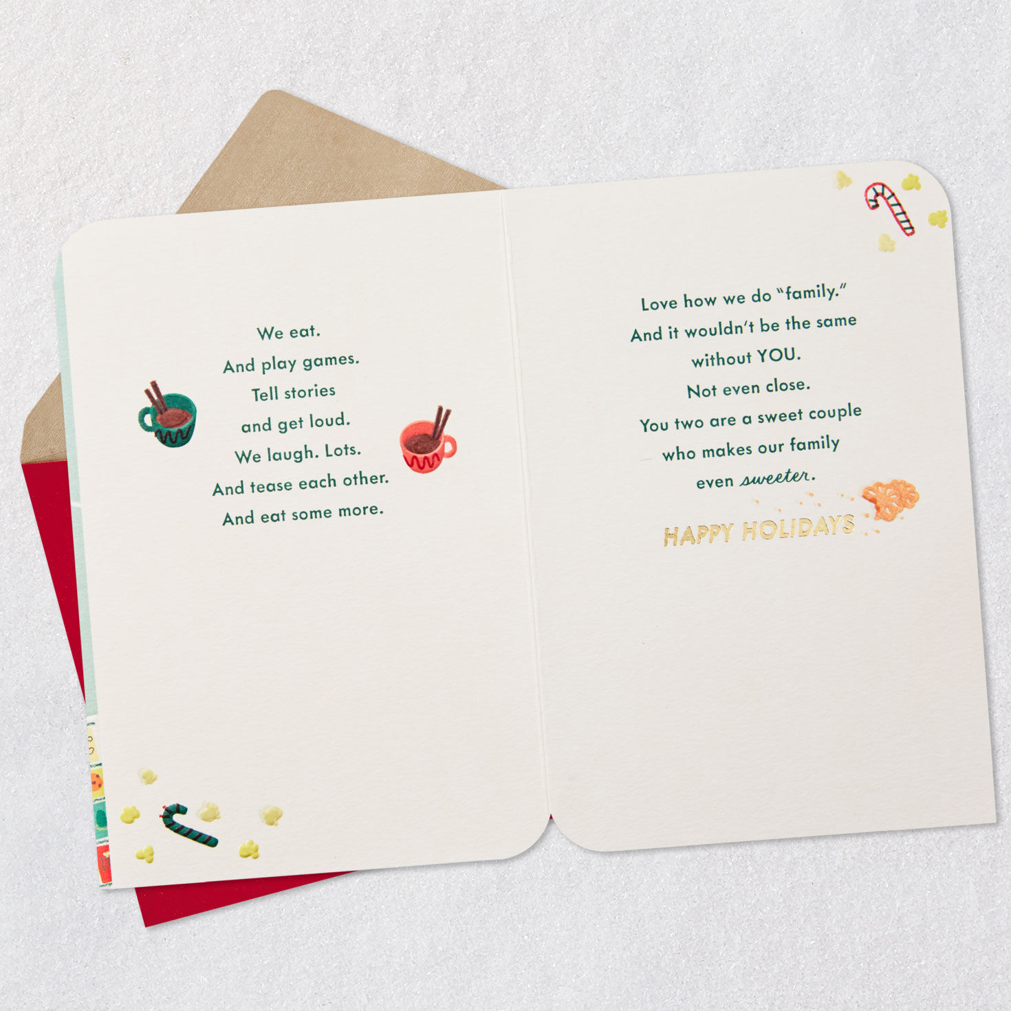 Food and Games Daughter and Son-in-Law Christmas Card Open card with envelope image number 4