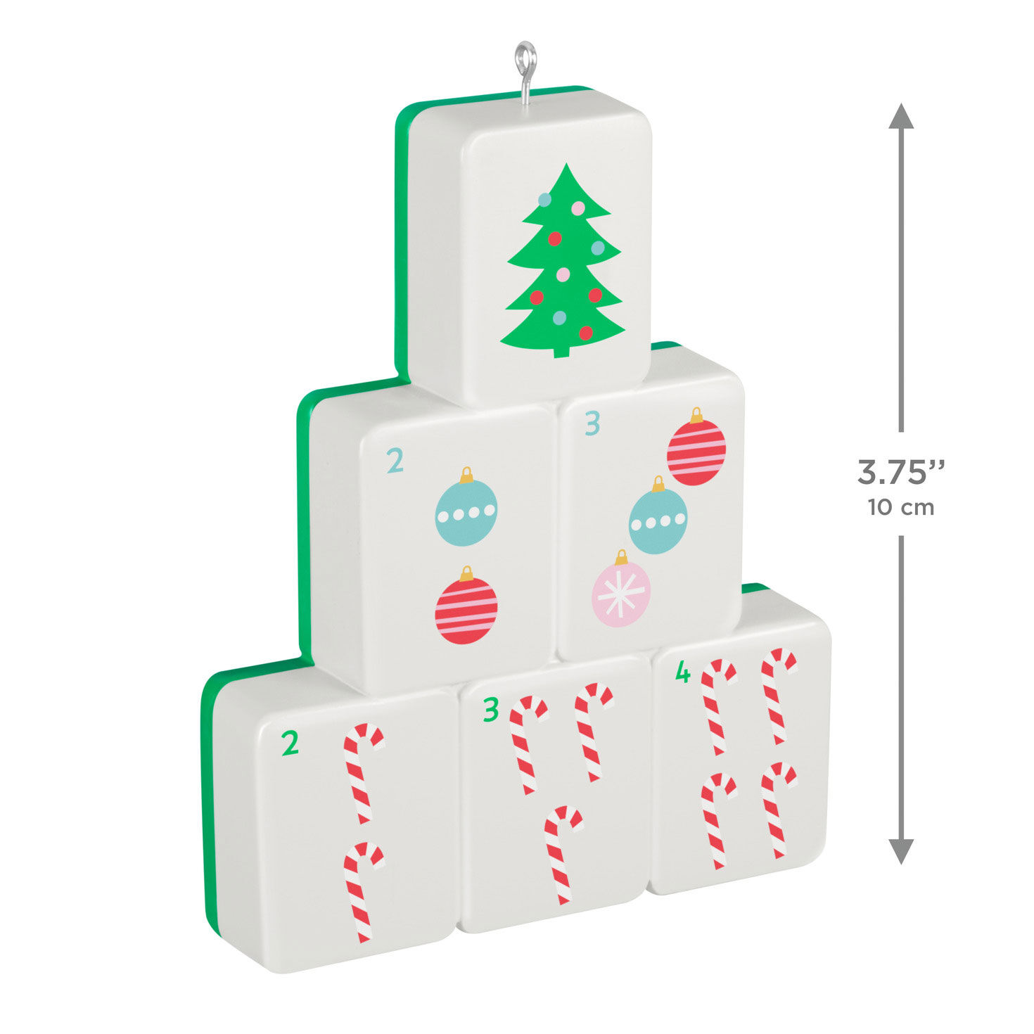 Holiday Mahjong Tiles Keepsake Ornament measurement image number 3