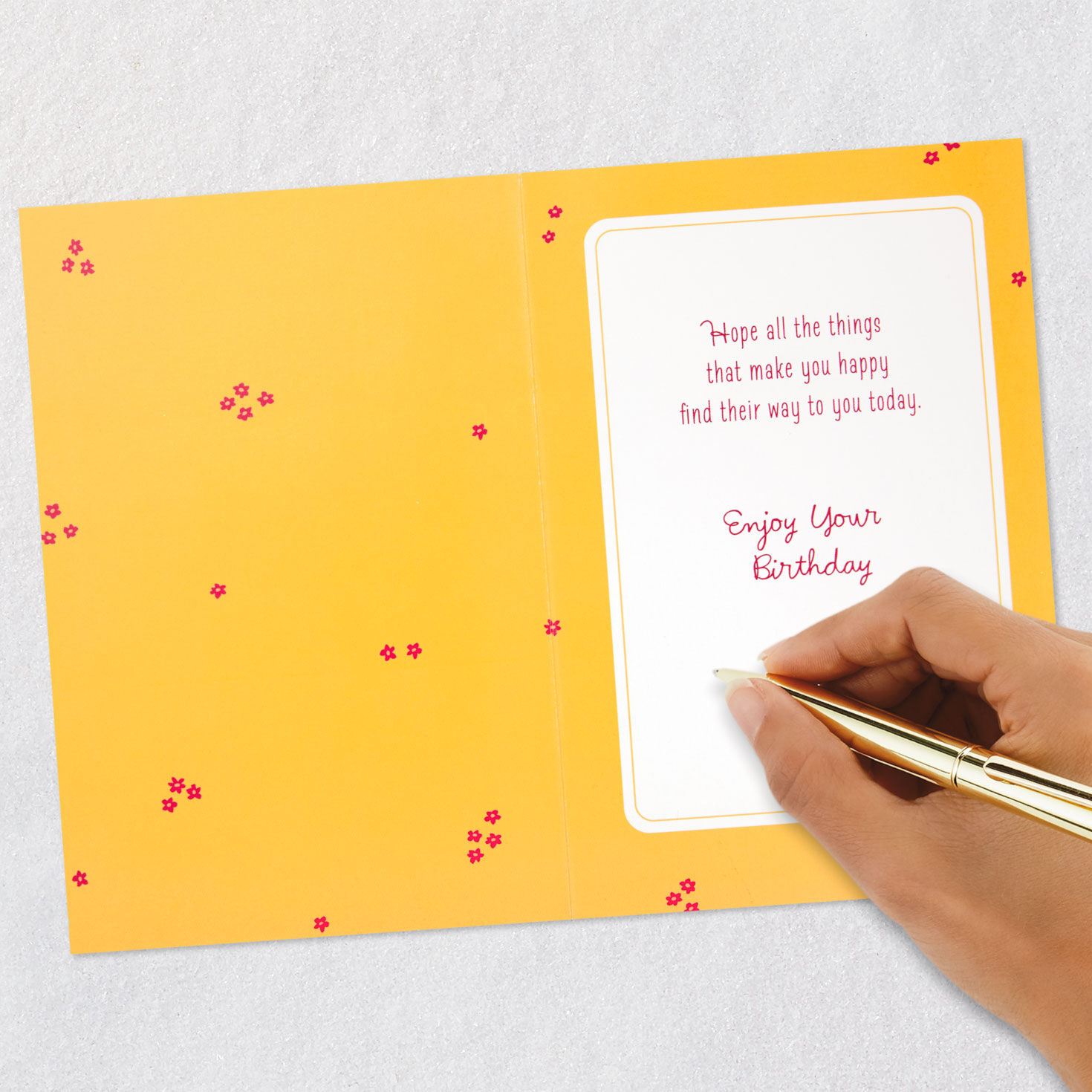 Cute Cat Holding Flowers Happy Birthday Card Signing card image number 6