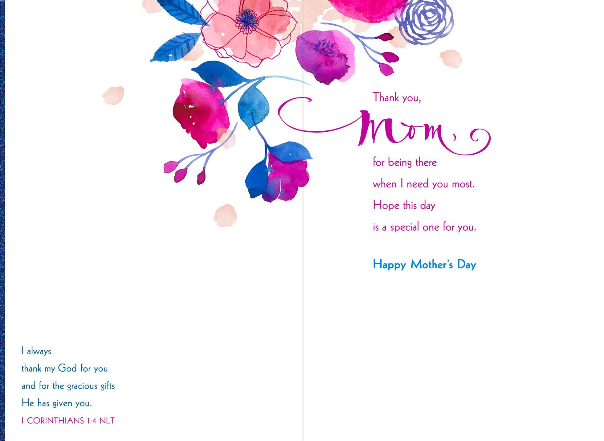 Thanks for Always Being There Religious Mother's Day Card