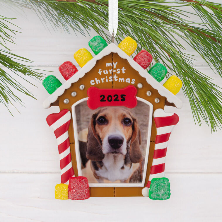 Gingerbread House Photo Frame Christmas Ornament Hanging on tree image number 2