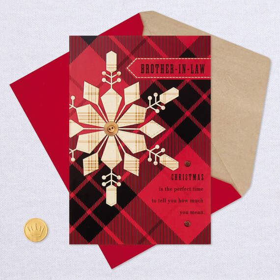 Plaid Snowflake Christmas Card for Brother-in-Law, , large image number 5