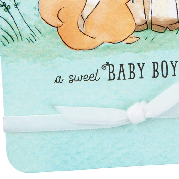 Great Big Love Lamb and Squirrel New Baby Boy Card, , large image number 4