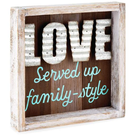 Love Served Family Style Rustic Wood Sign, 7.75x7.75, , large image number 1