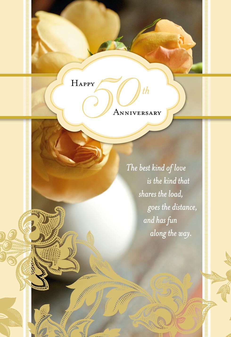Yellow Roses 50th Anniversary Card