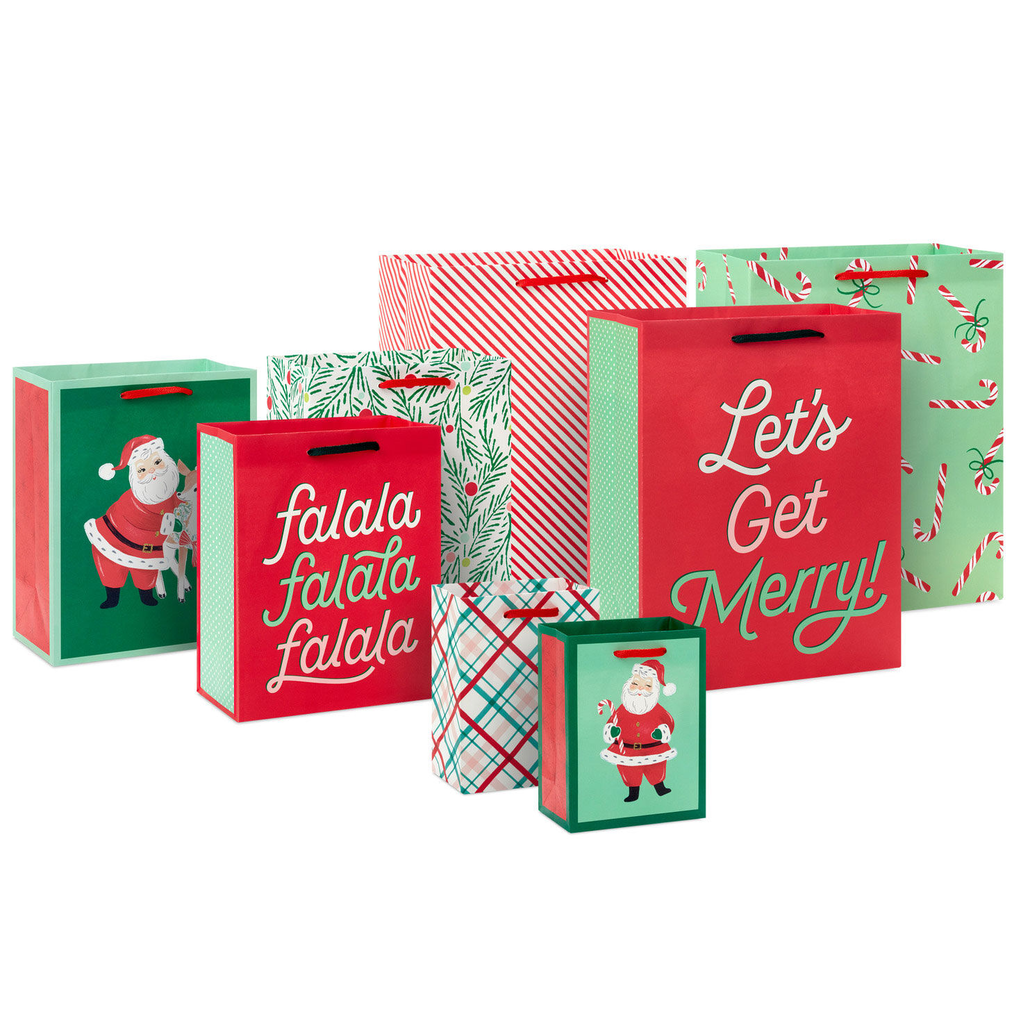 Let's Get Merry 8-Pack Assortment Christmas Gift Bag Bundle