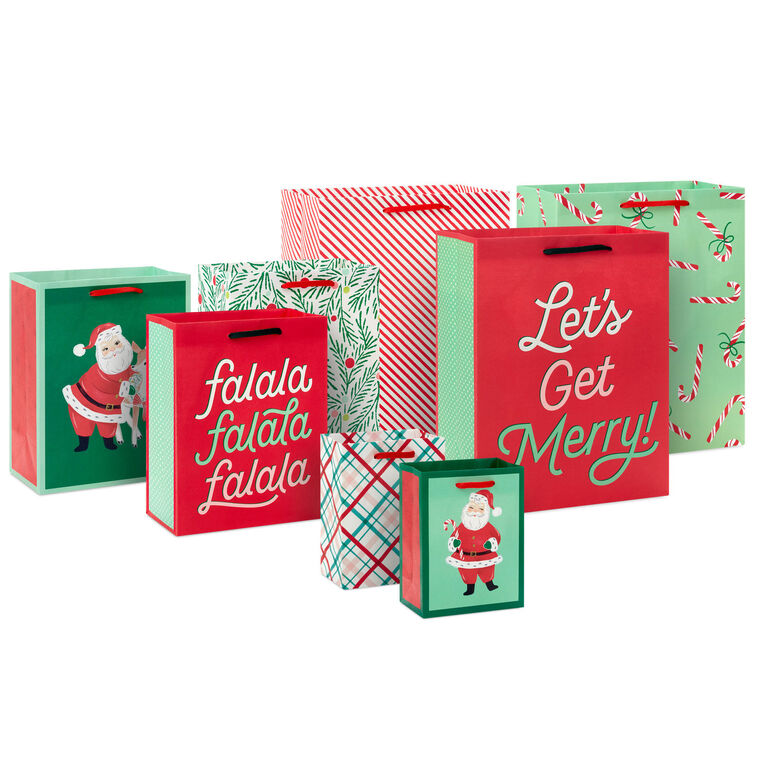 Let's Get Merry 8-Pack Assortment Christmas Gift Bag Bundle