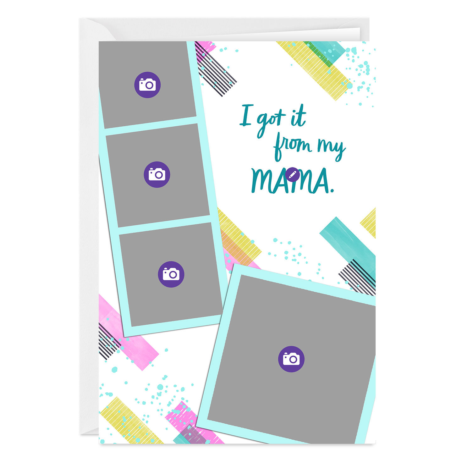 Abstract Stripes Personalized Mother's Day Card Card Front indicating personalization image number 3