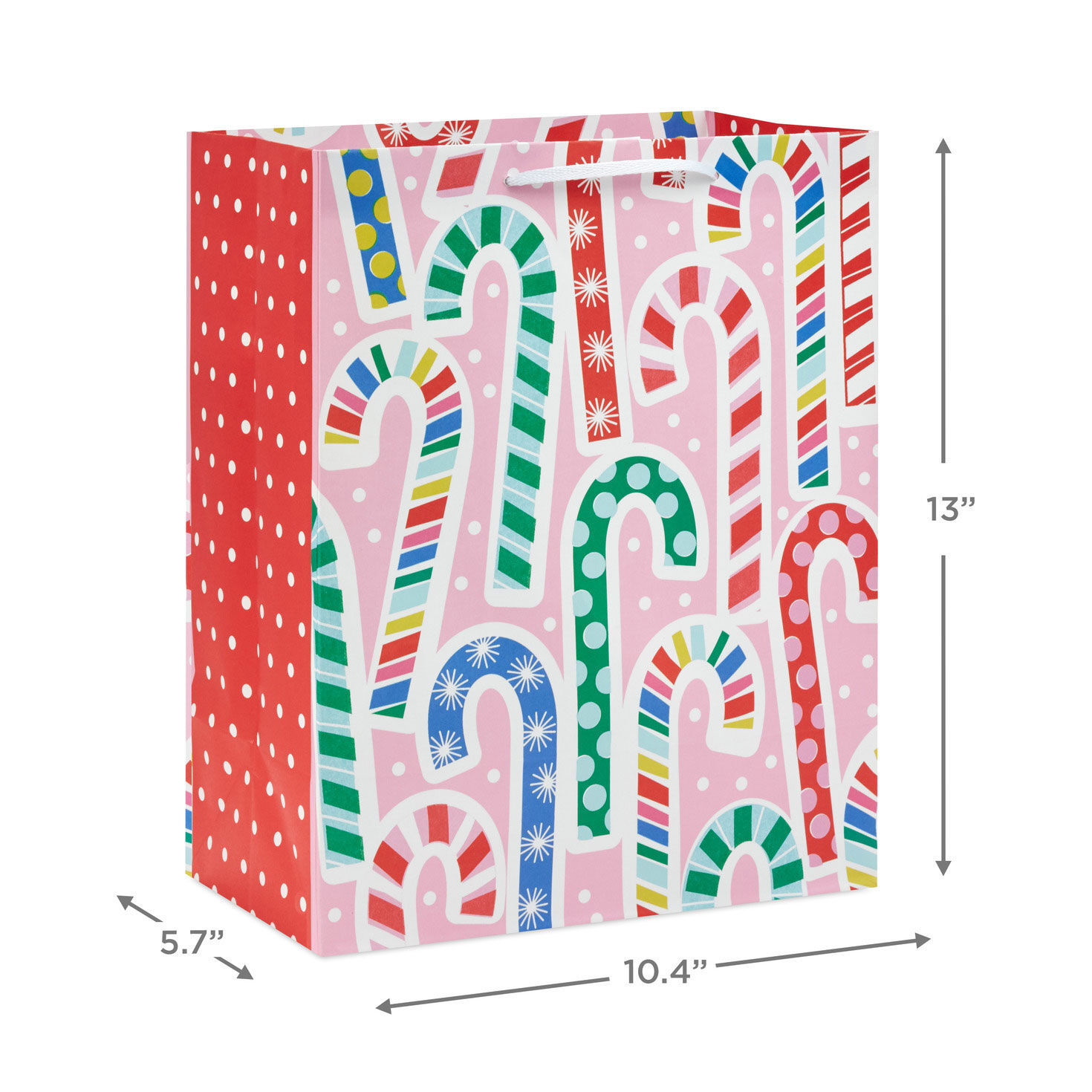 13 Colorful Candy Canes on Pink Large Christmas Gift Bag Gift Bags Hallmark