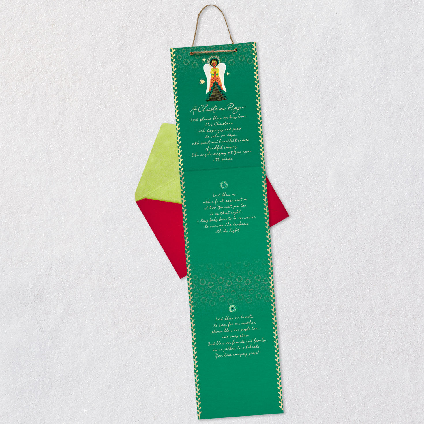Angel Prayer Religious Christmas Card Open card with envelope image number 5