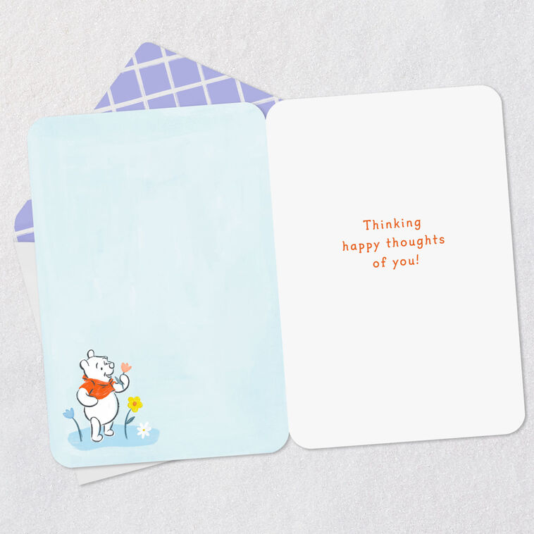 Winnie the Pooh and Flowers Thinking of You Card Open card with envelope image number 3