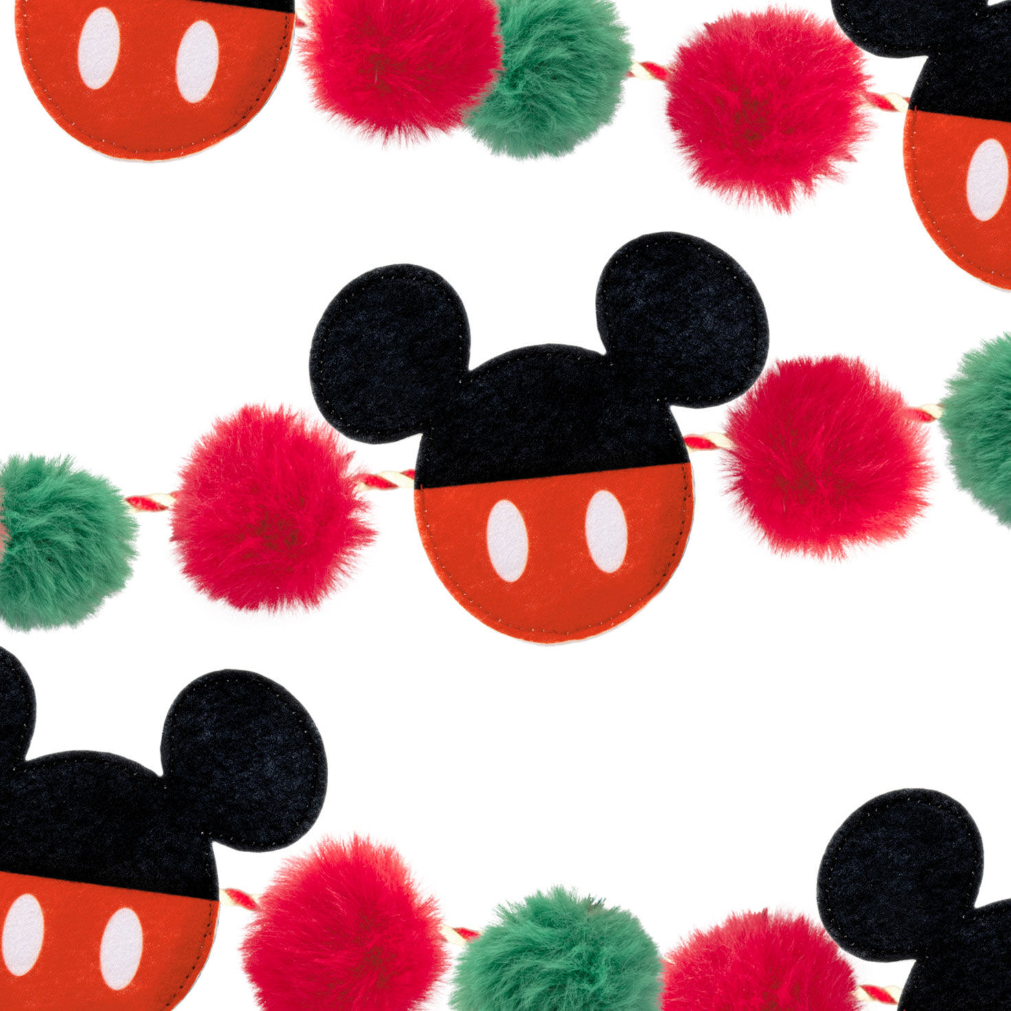 Mickey Ears Christmas Garland upclose view image number 3