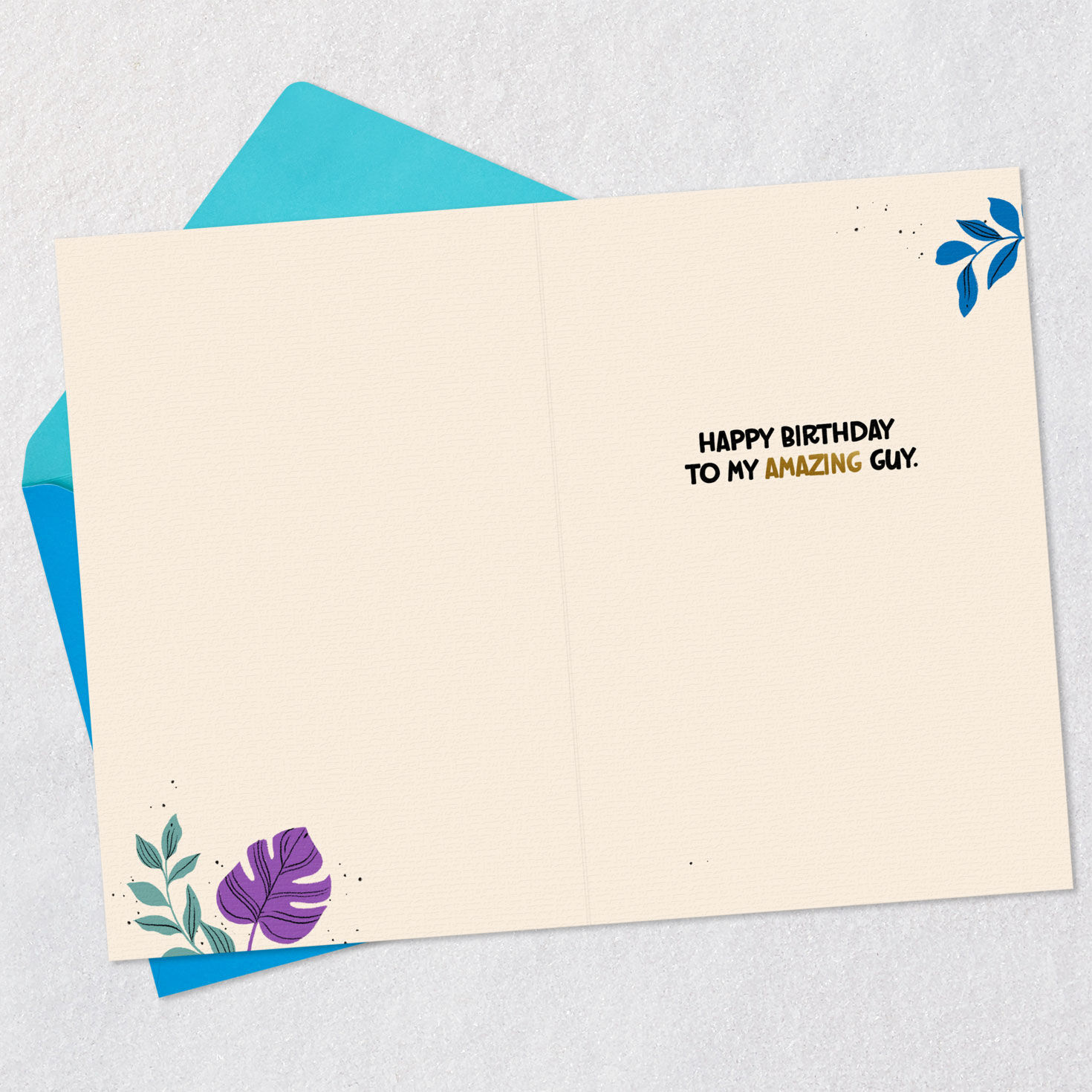 Jungle Cat Couple Romantic Birthday Card for Him Open card with envelope image number 3