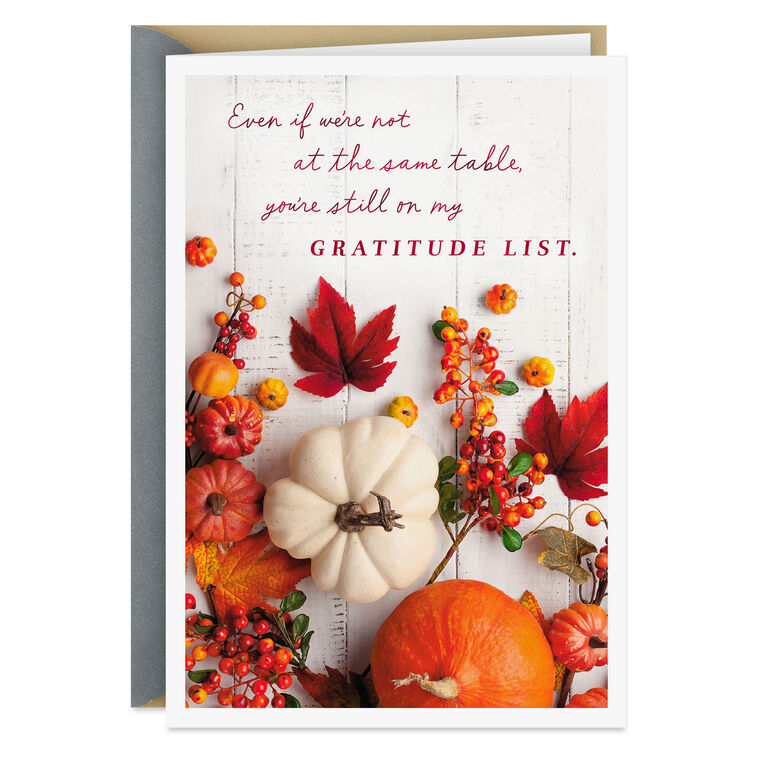 You're on My Gratitude List Thanksgiving Card
