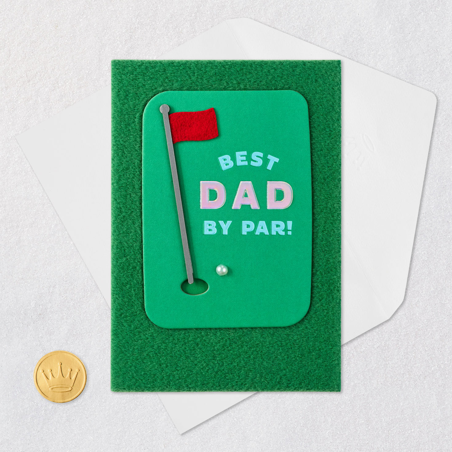 Golf Green Birthday Card for Dad Card Front with Envelope and Gold Seal image number 5