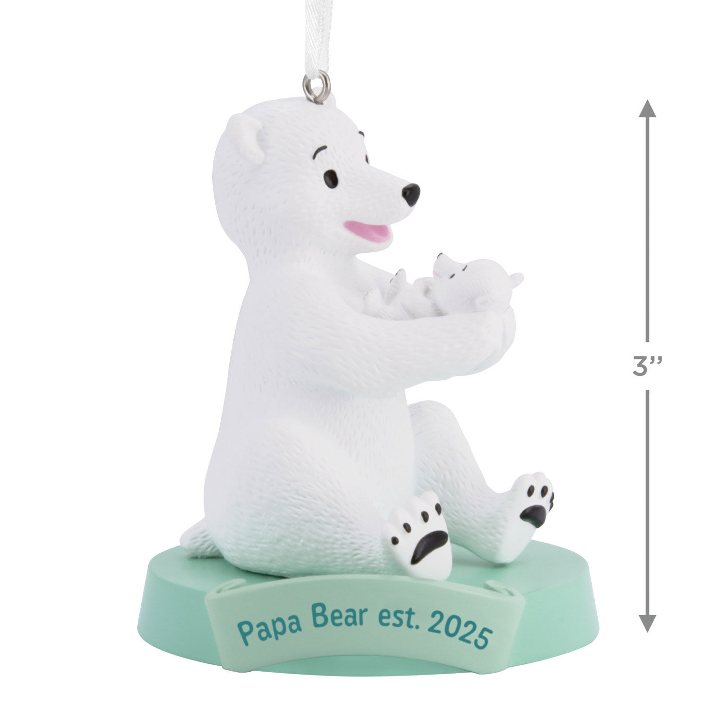 Papa Bear New Dad 2025 Christmas Ornament Measurement image number 3