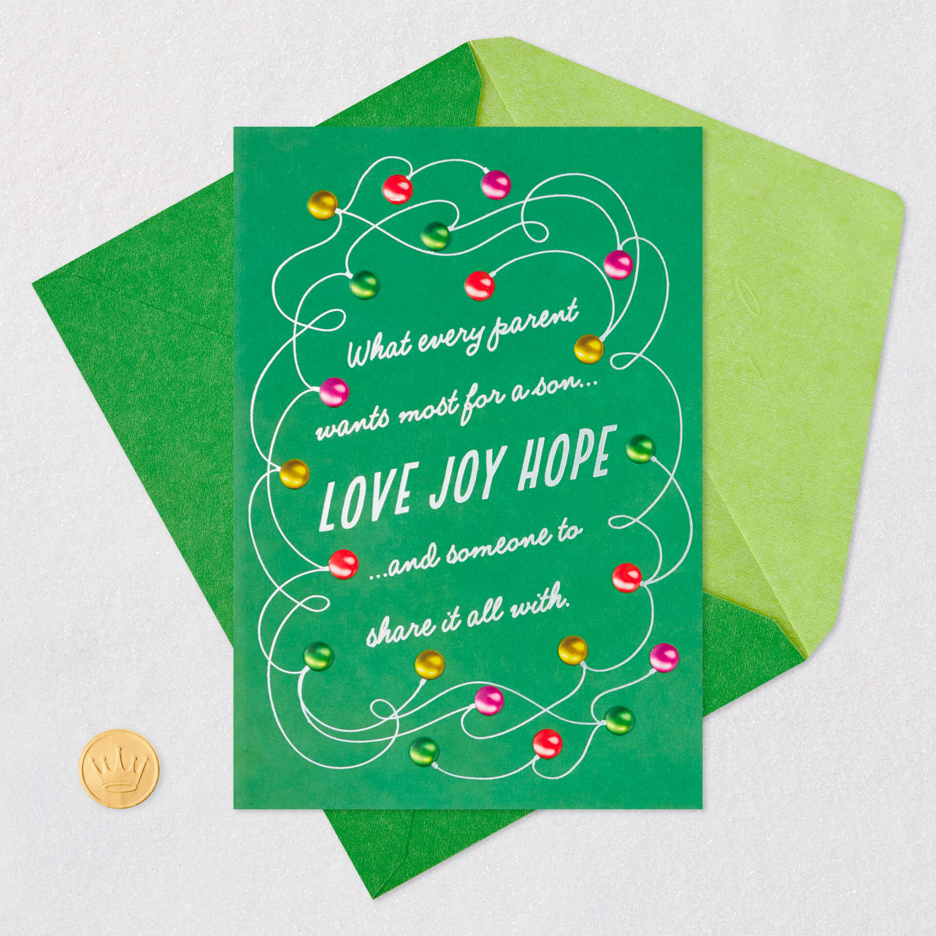 Love, Joy, Hope Christmas Card for Son and Wife  Greeting Cards  Hallmark