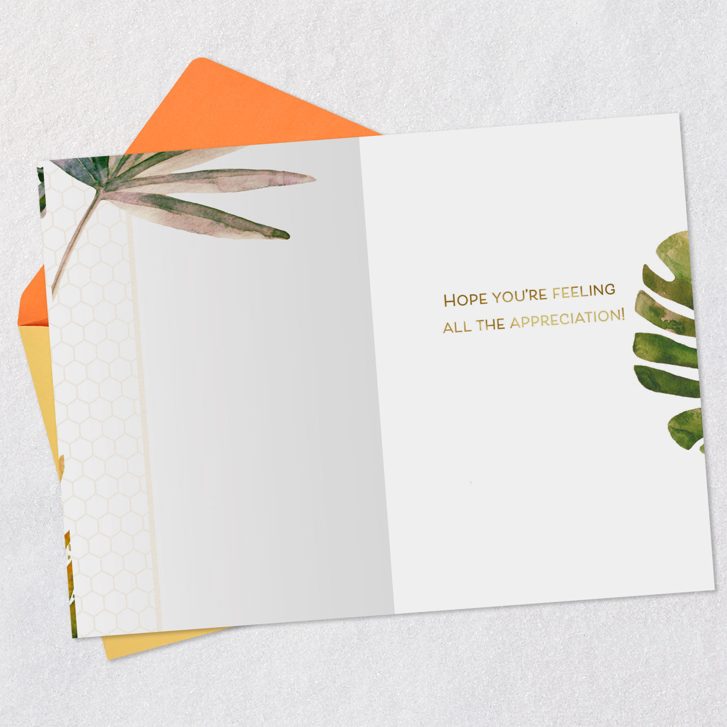Watercolor Tropical Leaves Good Job Congrats Card Open card with envelope image number 3